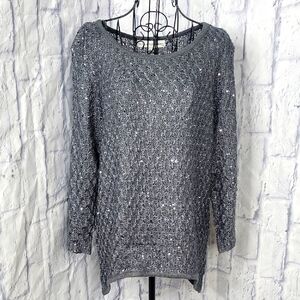 Nicole Alexander Gray Sparkly Women's Crew Neck‎ Sweater